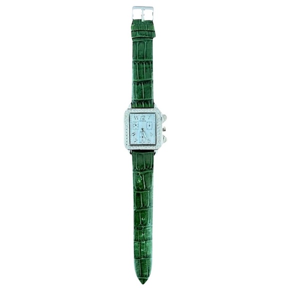 GENEVA • Green Quartz Genuine Leather Watch - Picture 2 of 4
